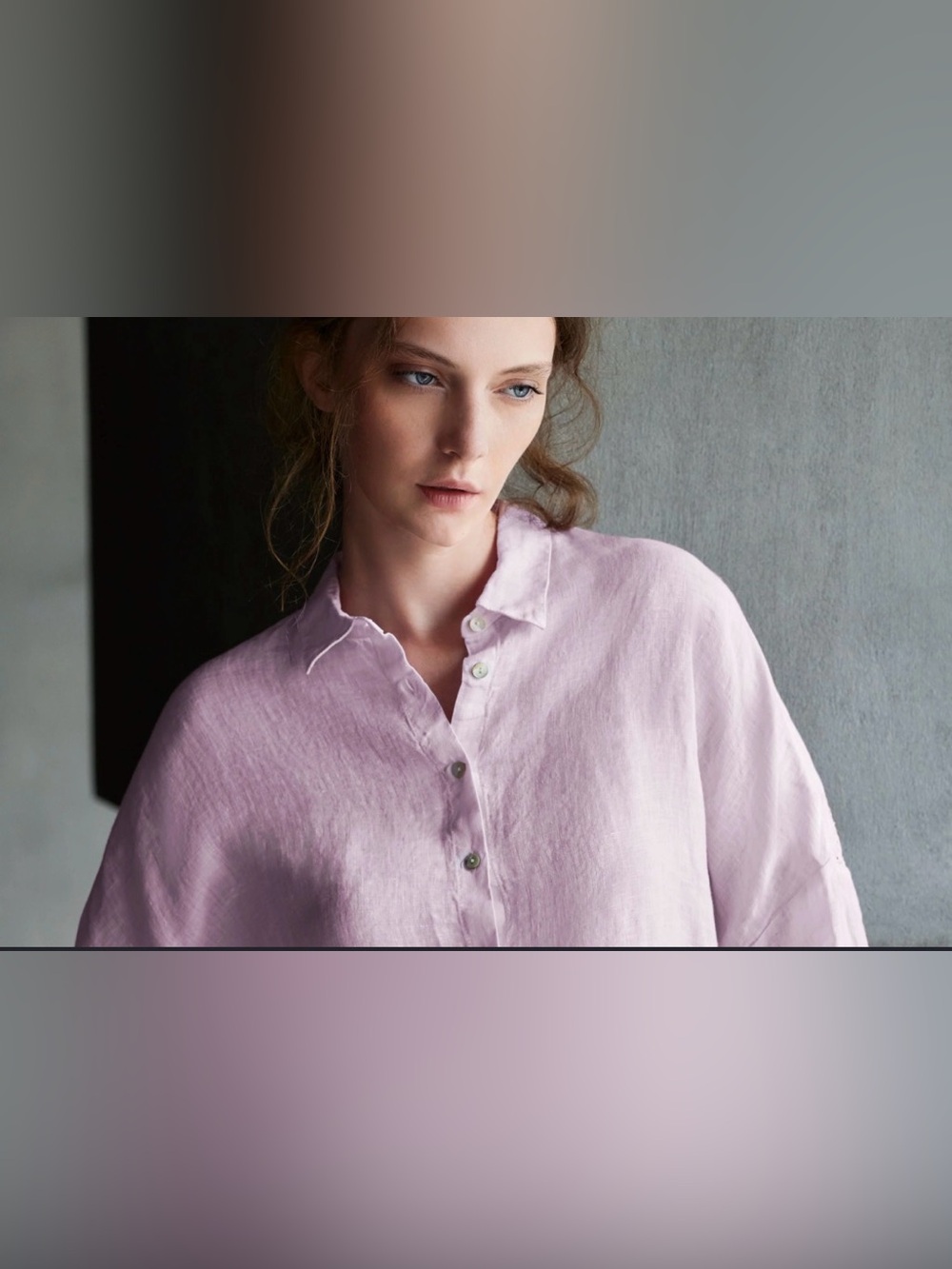 120% Lino Button Down Linen Shirt Pink Size 44 Medium